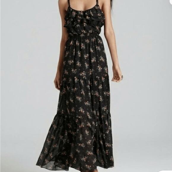 Guess Dresses & Skirts - Guess Sz. 8 Maxi Dress Floral, Ruffles black dress 90’s Goth Grunge Fairy